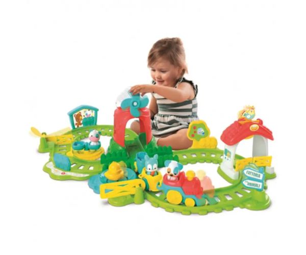 Baby trenuleț interactiv colorat set fermă cu accesorii