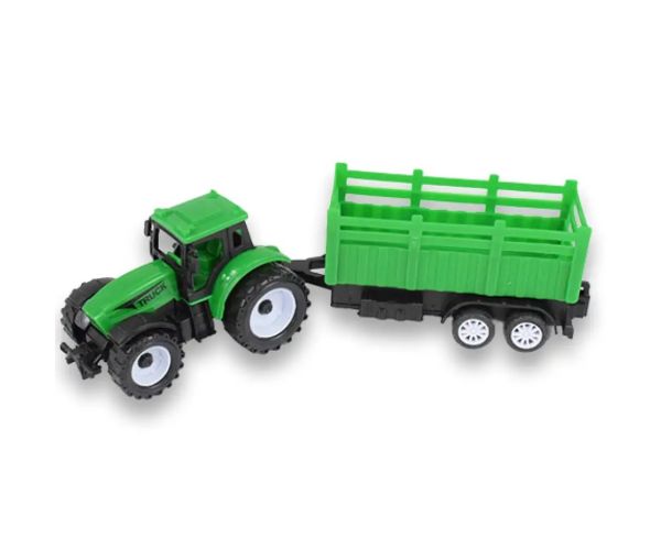 Farm Truck: Set tractor verde din două părți cu remorcă