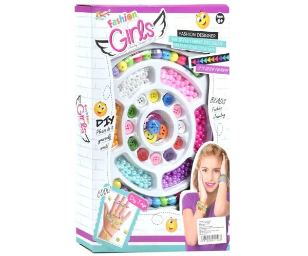 Fashion Girls: Set de creație de brățări cu emoji și accesorii cu peste 100+ de margele colorate