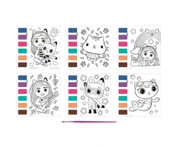 Gabi căsuța de păpuși – Pictează cu apă! Set creativ de pictură de 6 pagini cu pensulă