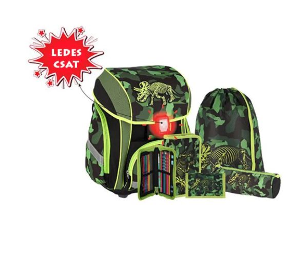 Spirit: Triceratops LED model 3D rucsac, ghiozdan set 5 bucăți