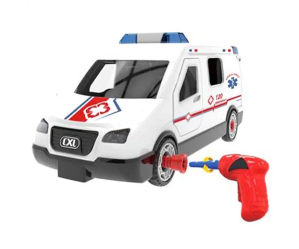 DIY Assembly set mașină de salvare cu efecte de sunete și lumini 63 bucăți set