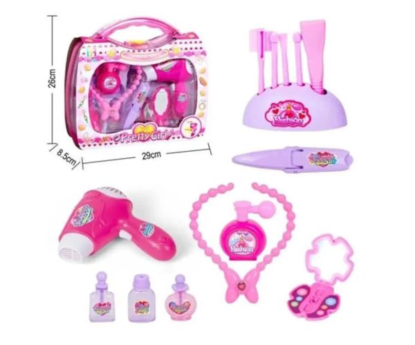 Set de înfrumusețare în valiză pink transparent cu accesorii