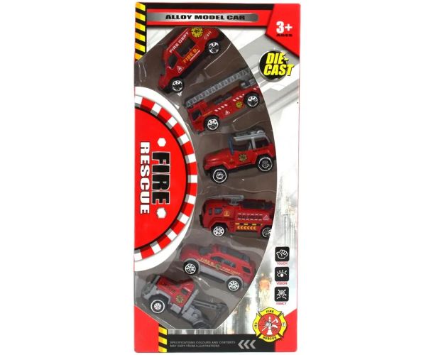 Fire Rescue: Set de mașinuțe de pompieri 6 bucăți 1/64
