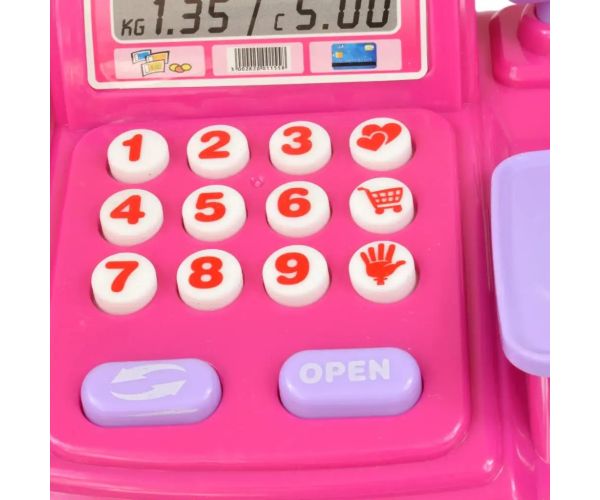 Happy Shopping: Casă de marcat roz cu sunet si accesorii 23x14cm