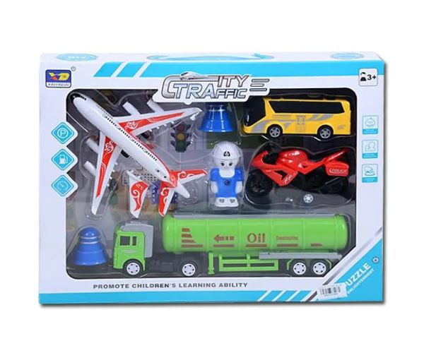 Set de joacă de oraș cu 4 bucăți de vehicule