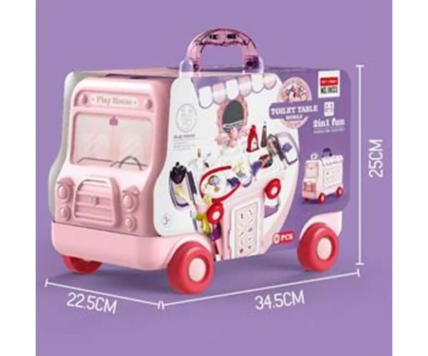 Set de frumusețe în cutie rulantă roz 36buc