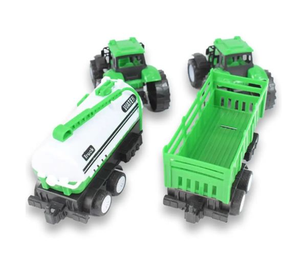 Farm Truck: Set tractor verde din două părți cu remorcă