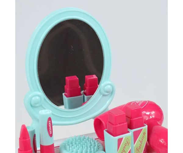 Set de frumusețe cu măsuță de toaletă cu oglindă și machiaj într-o cutie de depozitare
