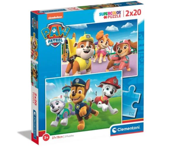 Paw Patrol Supercolor 2 in 1 2x20 bucăți puzzle - Clementoni