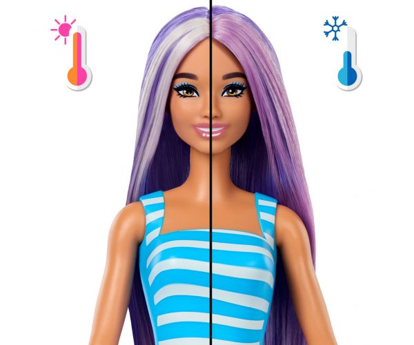 Barbie Reveal shaker parfumat serie cu păpușă cu păr violet și pește-papagal - Mattel