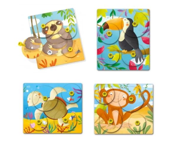 Quercetti: Montessori Giro 4 bucăți set puzzle animale