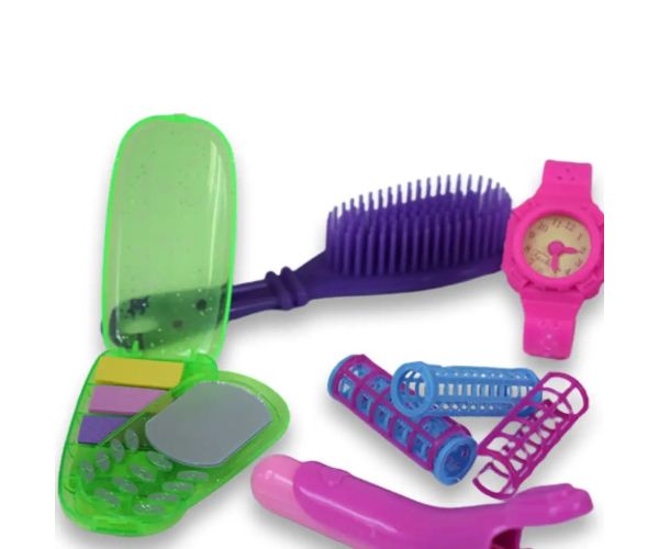 Vogue Girl: set de frumusețe din 11 piese, cu agrafe de păr, uscător de păr și telefon