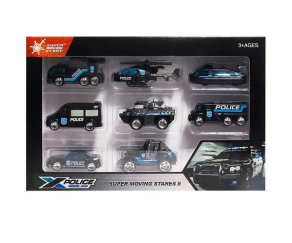 X-Police set mașini de poliție 8 bucăți
