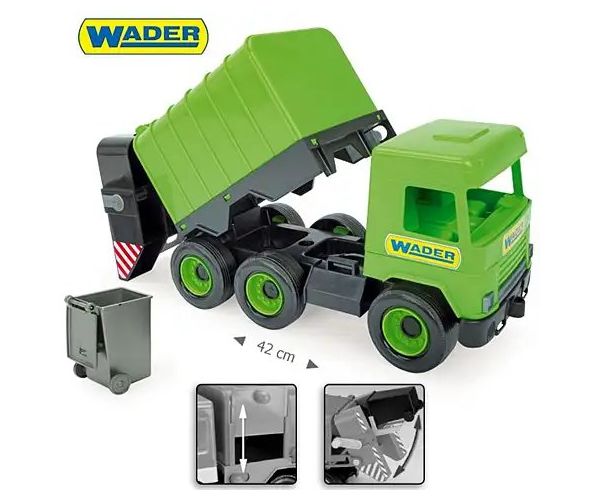 Middle Truck: Maşină de gunoi 43 cm verde - Wader