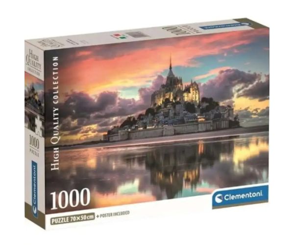 Puzzle minunat Mont Saint-Michel HQC 1000 de piese cu poster - Clementoni