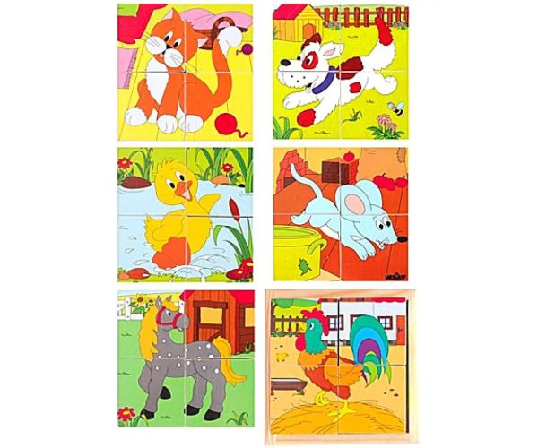 Set de cuburi de poveste cu animale de companie