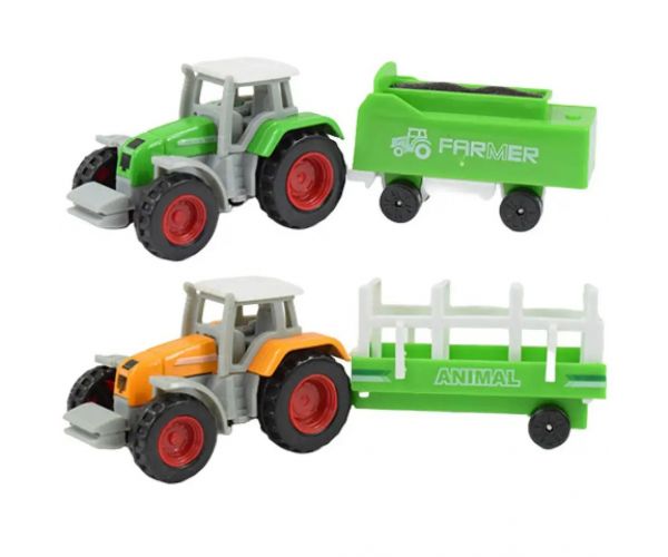 Farm World: 4 bucăți set tractor agricol cu ​​remorcă 1/64