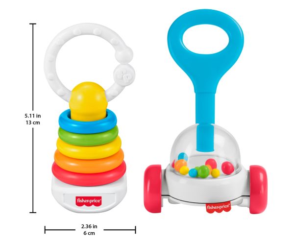 Fisher-Price: set de 2 zornăitoare colorate pentru bebeluși - Mattel