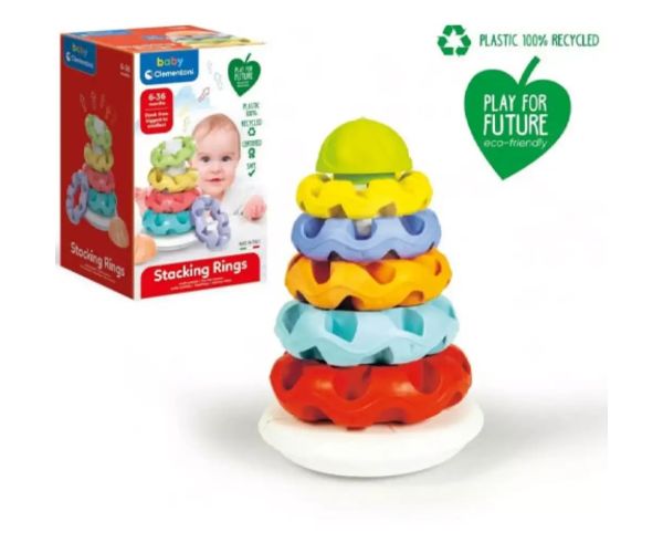 Piramidă inelară realizată 100% din plastic reciclat - Clementoni baby