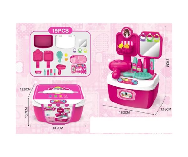 Set de înfrumusețare pink cu 19 bucăți - se poate transporta