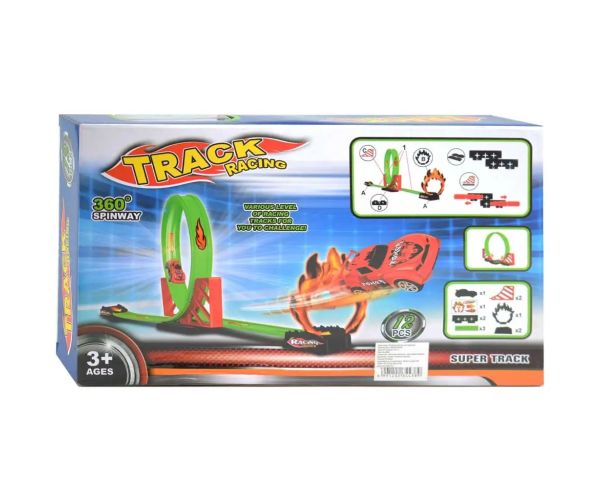 Speed Track 12 bucăți pistă de cursă cu buclă de 360° și mașină 1/64