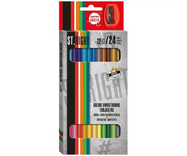 St.Right creioane colorate două capete 12 bucăți cu ascuțitoare