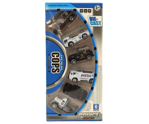 Cops Die-Cast: Set de 6 bucăți masini de politie