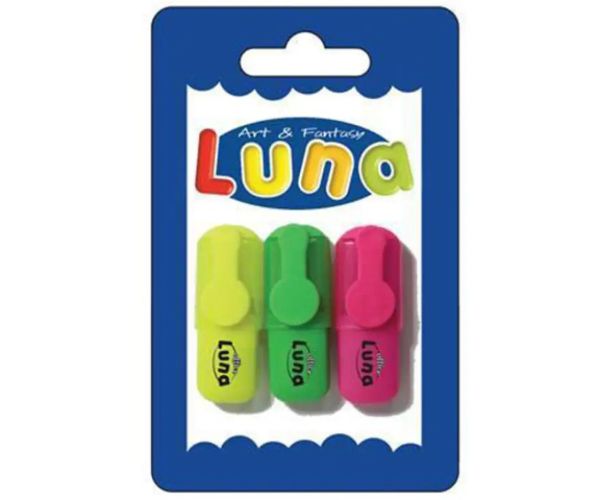 Luna: textliner colorat mini 3 bucăți set