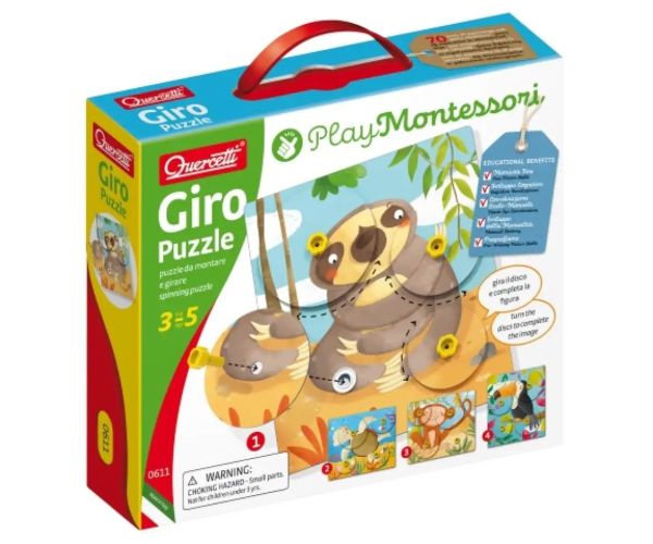 Quercetti: Montessori Giro 4 bucăți set puzzle animale