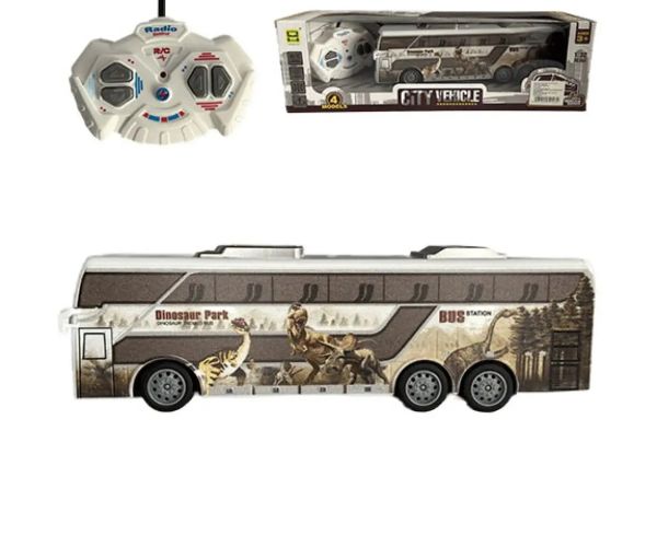 Telecomandă RC Jurassic City Autobuz cu lumină 27MHz 1/32 scară 25cm