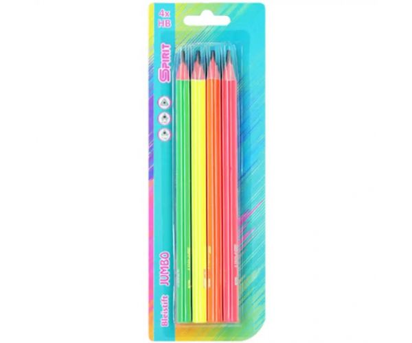 Spirit: Jumbo HB grafit creion set cu apariție neon 4 bucăți