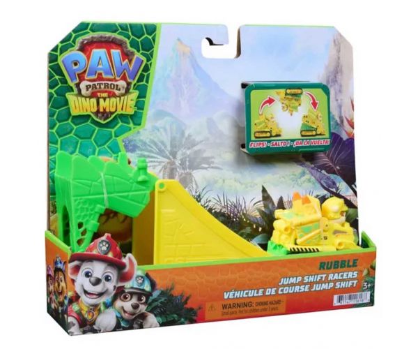 Paw Patrol Dino Movie - Vehicule acrobatic răsturnat Rubble - Spin Master