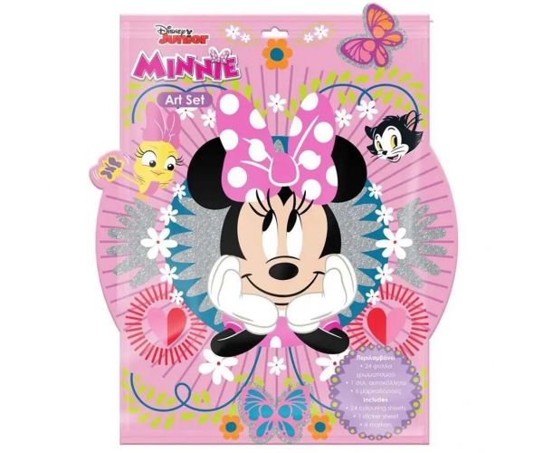 Luna: Carte de colorat cu Minnie Mouse, cu autocolante și 6 carioci