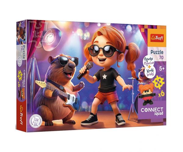 Connect Sue puzzle cu 70 de piese și 6 cuburi de construcție - Trefl