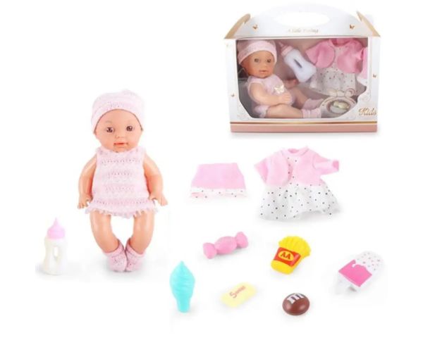 Bebelușul Little Darling cu sunet și 8 accesorii de 30cm