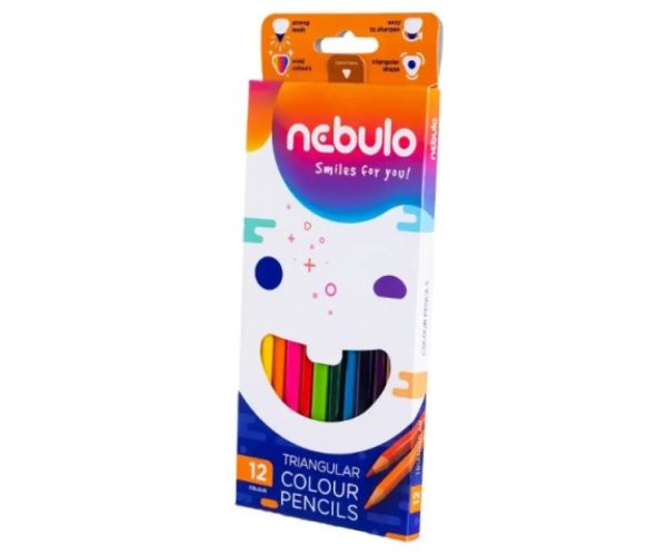 Nebulo: set creioane colorate formă triunghi de 12 bucăți