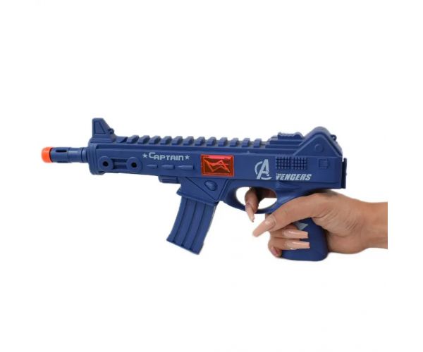 Flint Gun: Mitralieră militară albastră cu funcție de tragere 30cm
