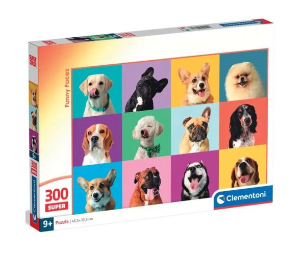 Puzzle veselii cu fețe de câini 300 de piese - Clementoni