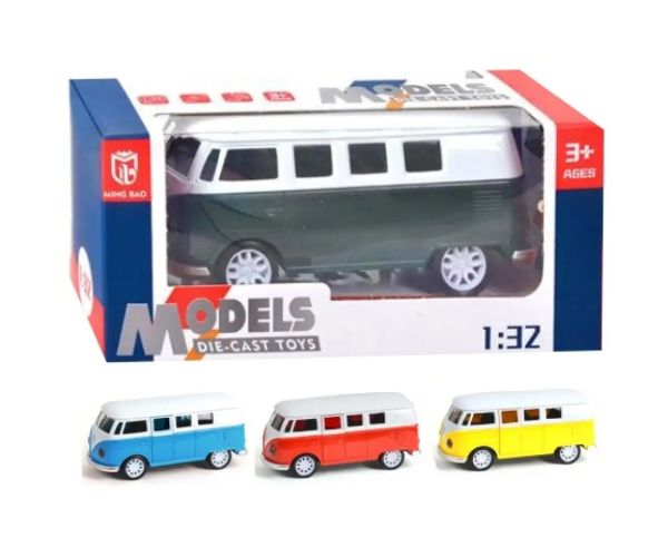 Volkswagen T1 1/32 model mașină metal cu ușă care se deschide, sunete și lumini mai multe variante