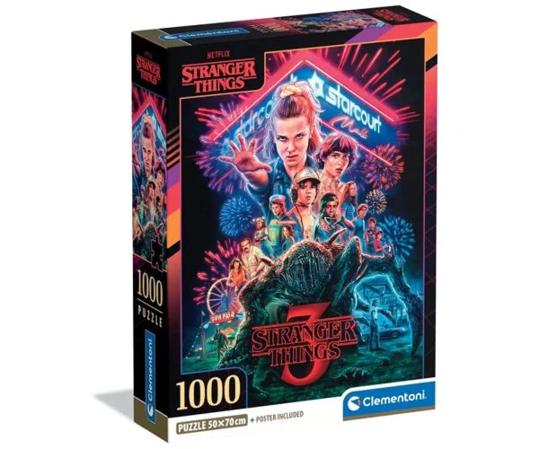 Stranger Things Sezonul 3 Puzzle de 1000 de piese cu poster - Clementoni