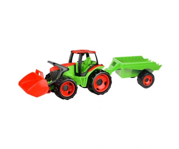 LENA: Tractor gigant verde-rosu cu remorcă 107cm