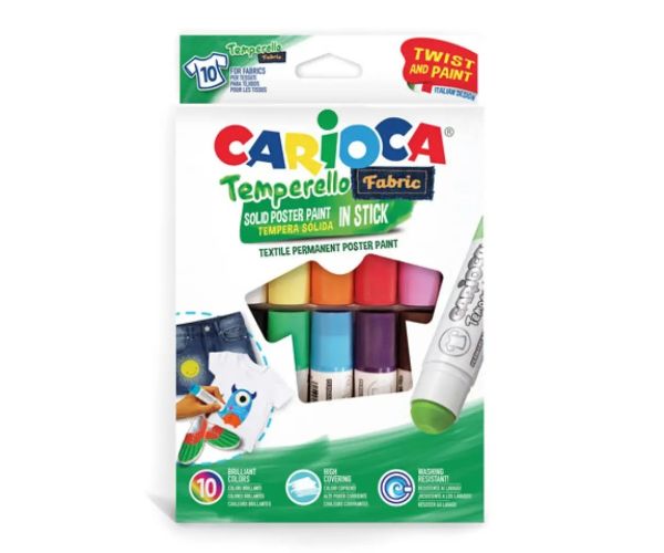 Textil tempera colorată stick 10 bucăți - Carioca