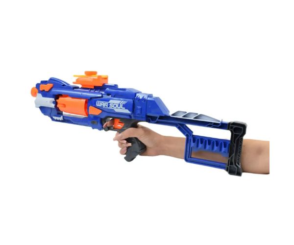 Soft Bullet Gun: Mitralieră electrică cu gloanțe de burete și cartușe 55cm