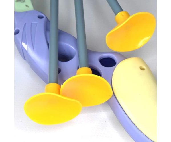 Set arc verde pastel și violet cu săgeți cu ventuză 83cm