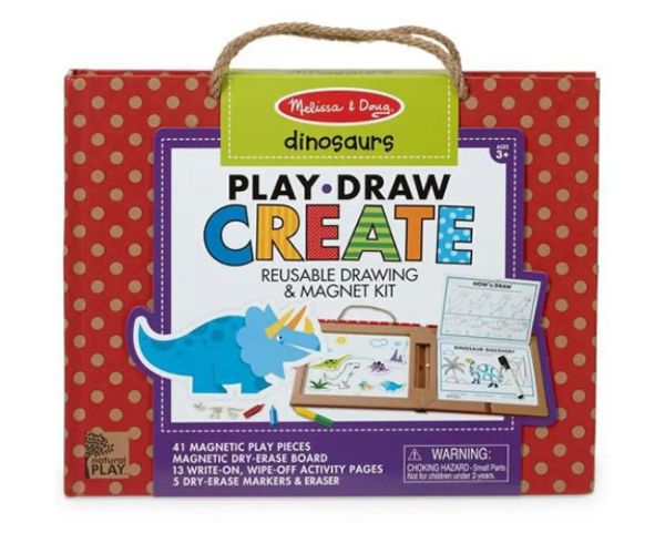 Melissa & Doug: Dinozaur desen care poate fi șters și magnetic set de joacă creativă