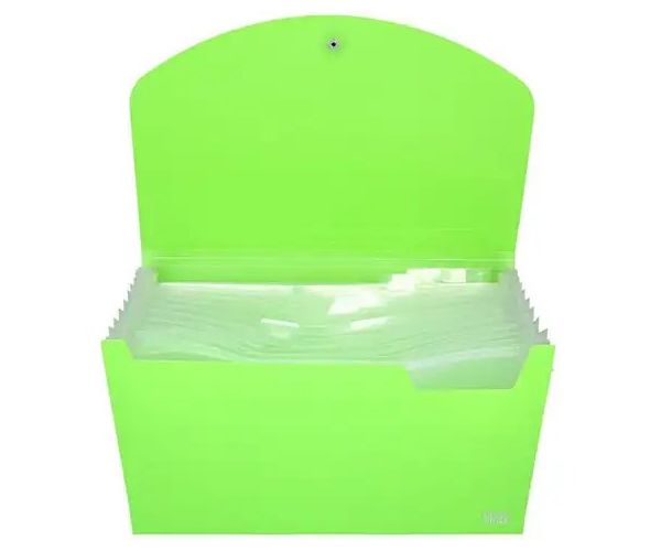Spirit: mapă pentru documente A4 cu 12 compartimente neon verde