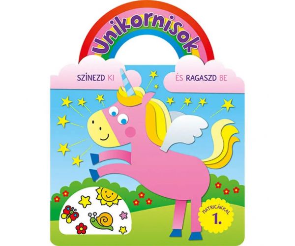 Unicorn - Colorează și lipește cu autocolante 1. caiet de activități