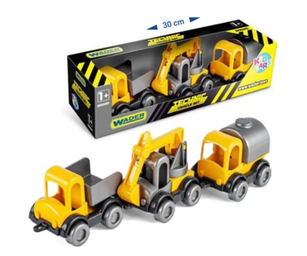 Set de 3 mașini de lucru Kid Cars - Wader