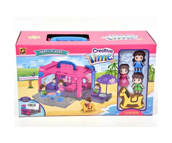 Set de joacă autobuz turist transportabilă cu accesorii